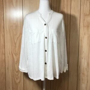 Carolyn Taylor V-Neck Button-Down Long Sleeve Top XL